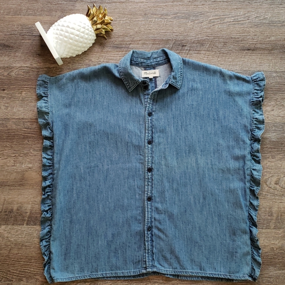 Madewell Indigo Ruffle Side Shirt